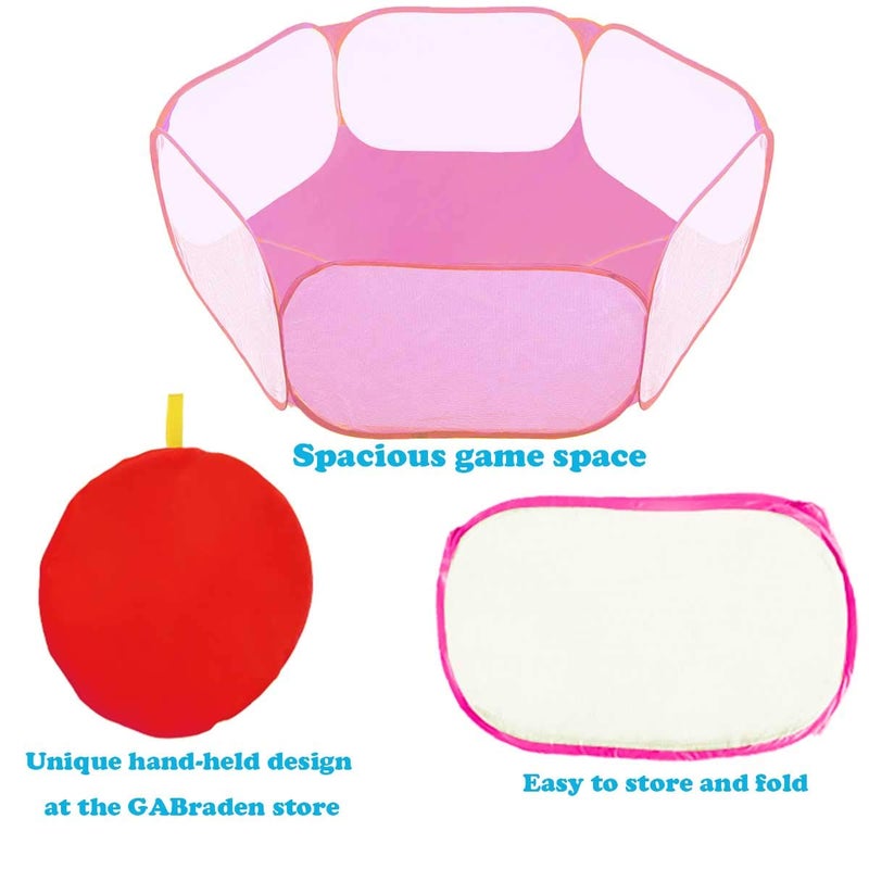 GABraden Small Animals Tent,Reptiles Cage,Breathable Transparent Pet Playpen Pop Open Outdoor/Indoor Exercise Fence,Portable Yard Fence (Pink) - Image 3